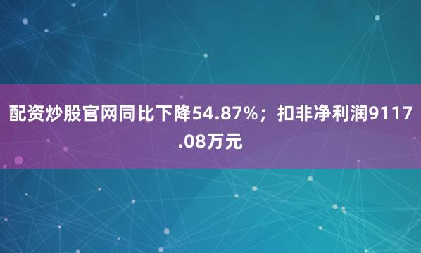 配资炒股官网同比下降54.87%；扣非净利润9117.08万元